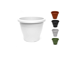 Maceta Mediterranea Circular De Plástico Para Plantas Y Flores | Drenaje Incorporados Blanco 35 Cm