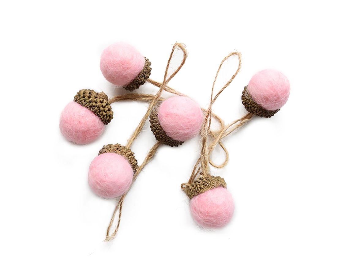 Laxiscreed Bola De Lã Feltro Com Pinha Pequena Para Decoração De Natal Diy Em Rosa