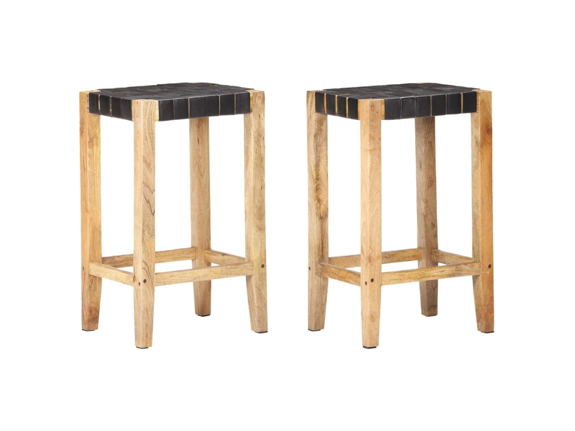 Bar Stool, Bar Stools Vidaxl Preto Couro (75 Cm)