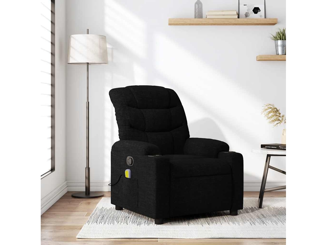 Vidaxl Poltrona De Massagem Reclinável Em Tecido Preto