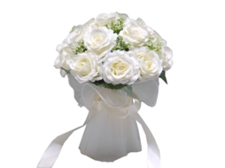 Laxiscreed Bouquet De Noiva Branco Creme Para Casamento Ao Ar Livre Com Rosas Artificiais De Estilo Nórdico