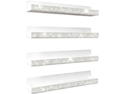 Conjunto De 4-prateleiras Decorativas 38cm Com Detalhes Em Cristal Para Organização E Decoração Hall Entrada, Quarto