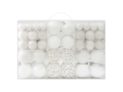 Conjunto de 100 Bolas de Natal de Plástico Branco* ZYBLSSBB