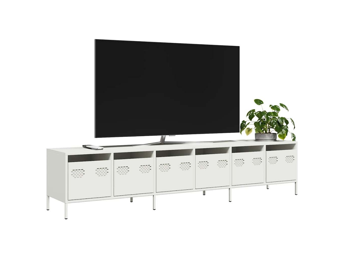 Vidaxl Móvel De Tv 202x39x43,5 Cm Aço Laminado A Frio Branco