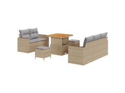 Conjunto 8 Conjunto De Sofá De Jardim Vidaxl Bege Vime Pe (80 X 80 X 71 Cm)