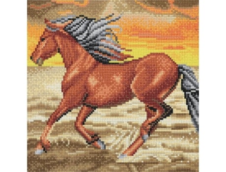 Pintura Diamante Cavalo Galopante 30 X 30 Cm Youdoit CRYSTAL ART