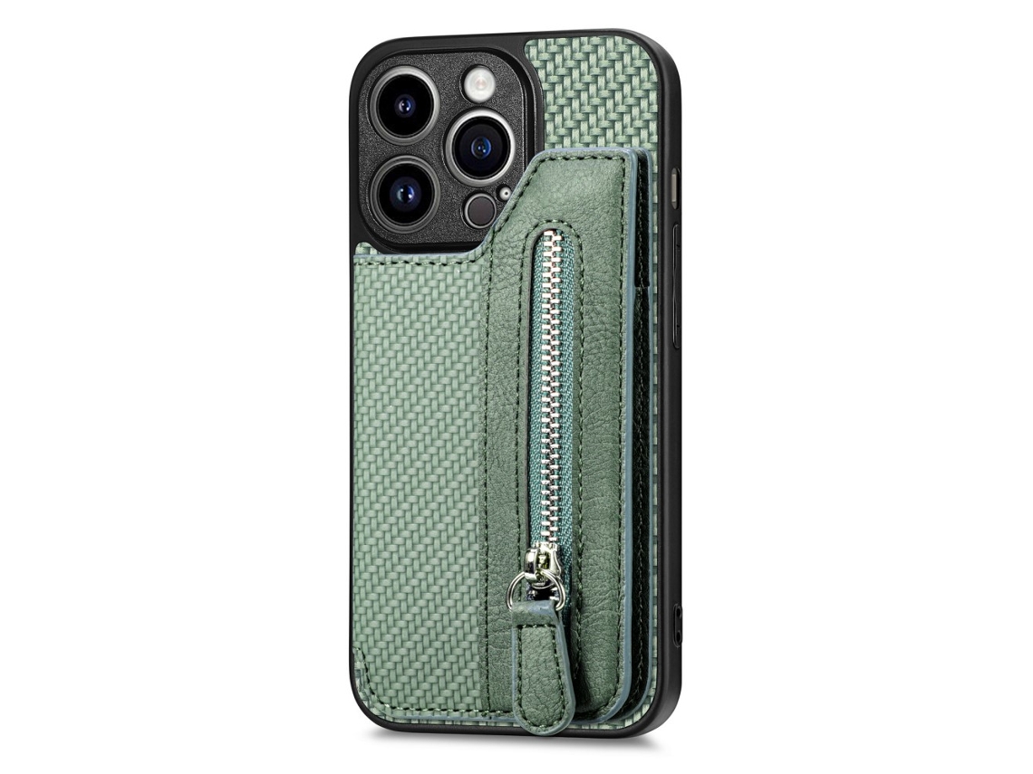 Capa Para Iphone 14 Pro Max Pele Sintética Verde