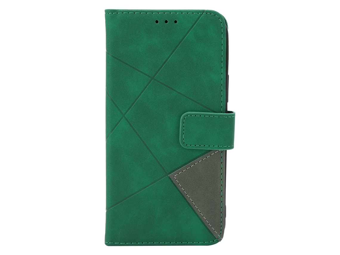 Capa de Telefone EOOCOO de couro Rhombus para iPhone 12 Pro, verde