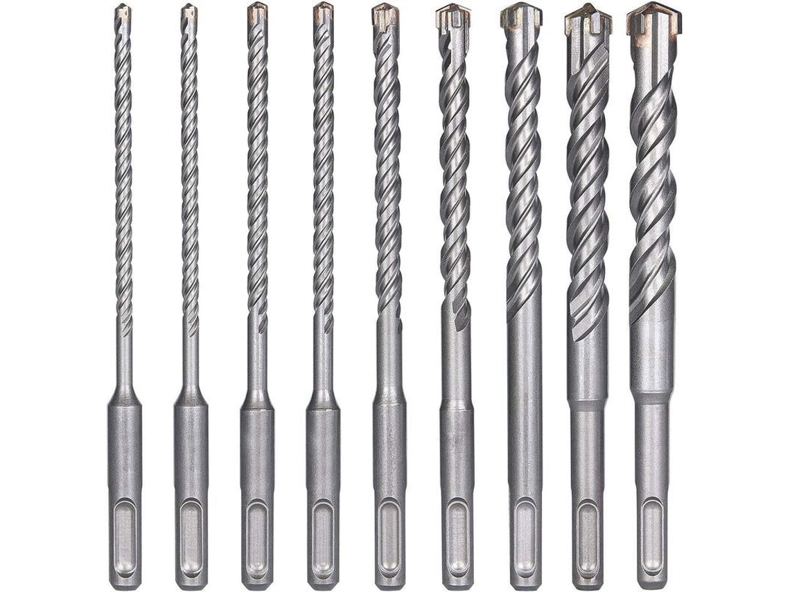 Brocas para Furadeira de Martelo SDS plus S/MARCA 9 peças para Concreto, Azulejos e Pedra (5mm~16x160mm)