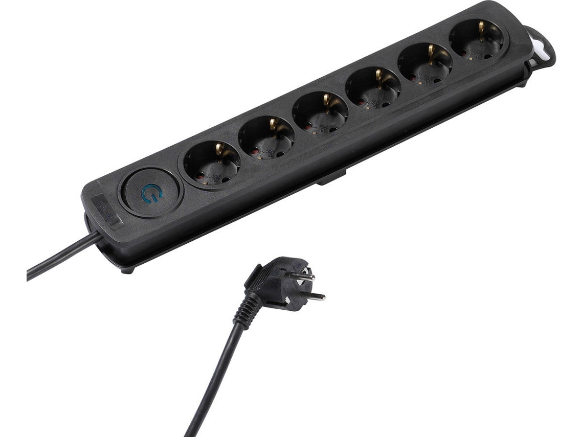 Extensão 6T VIVANCO Com Interruptor Flat 1.4M (Preto)