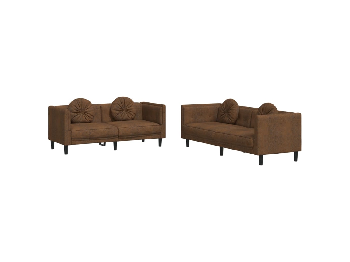 Maison Exclusive - 2 Pcs Conjunto De Sofás Com Almofadas Veludo Castanho