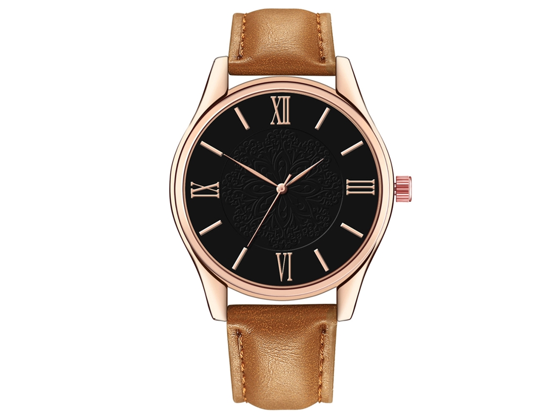 Relógio de Pulso Masculino Fashion com Pulseira de Pu Dial Redondo Relógio de Quartzo