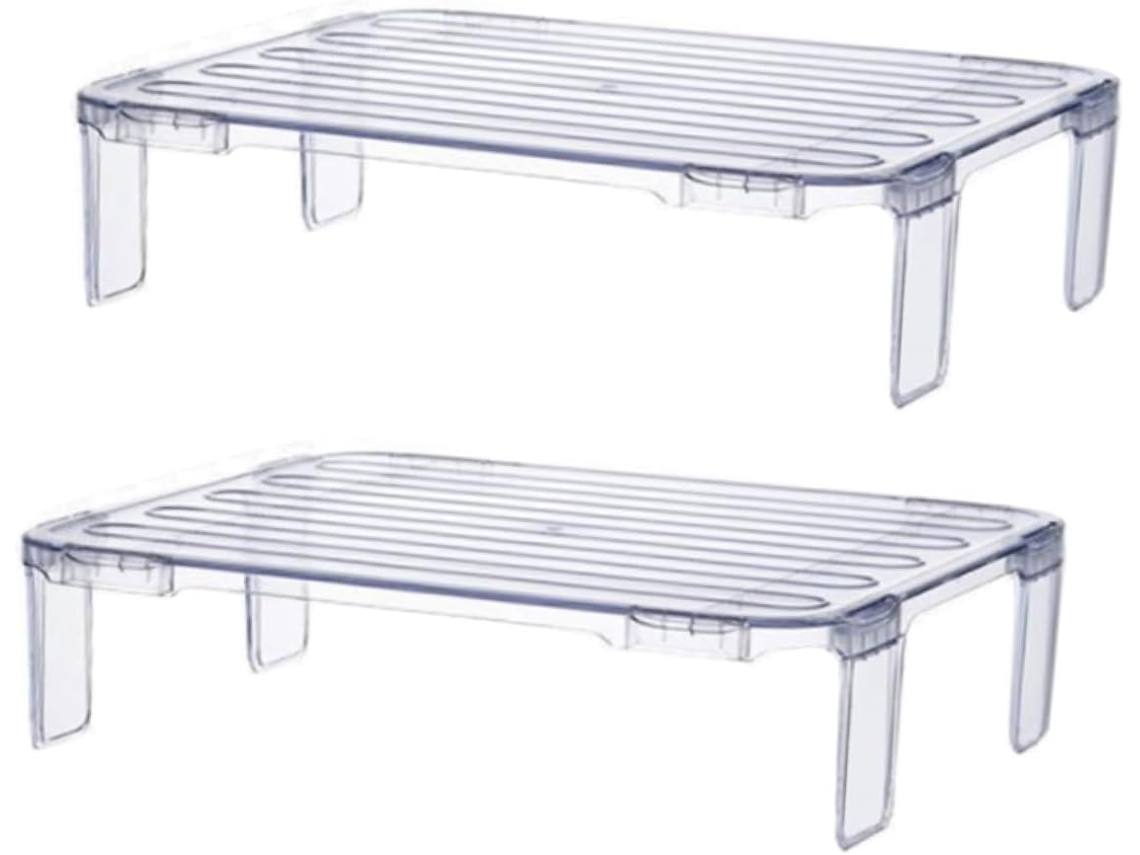 Suporte de armazenamento de cozinha transparente, empilhável, material durável, suporte multifuncional para geladeira