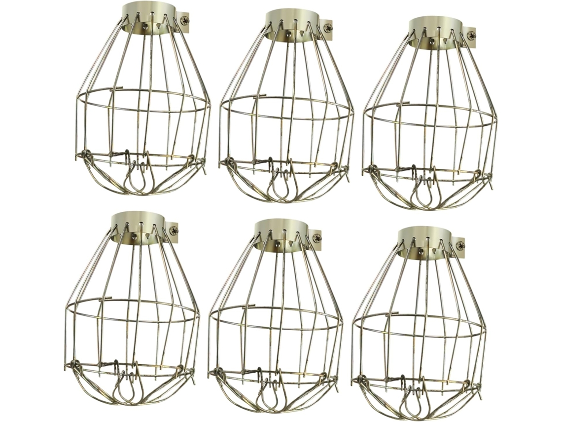 Conjunto De 6 Peças De Protetores Metálicos Para Lâmpadas De Estilo Industrial Vintage.