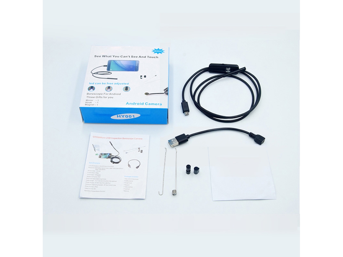 Endoscópio Hd Para Telefone Usb Flexível Impermeável 7mm 1m Acessório