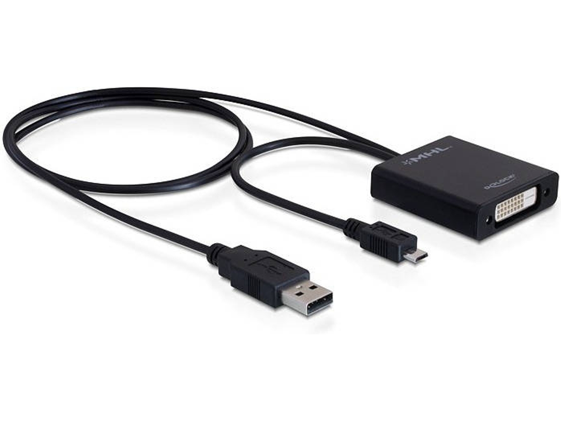 Adaptador de Interface DeLOCK MHL + USB-A/DVI MHL/USB-A DVI 24+1 Preto