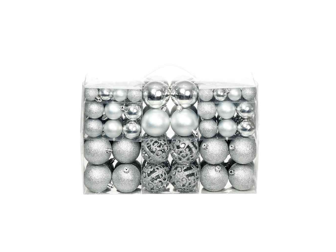 Vidaxl Conjunto De Bolas De Natal 100 Pcs 3/4/6 Cm Prateado