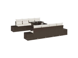 Maison Exclusive - Conjunto De Sofá De Jardim 9 Pcs Marrom E Creme Vime Pe
