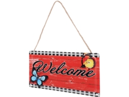 Placa Redonda Vermelha Resistente Fácil Limpar Decoração Porta Entrada Varanda GOKOCO