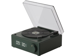 Despertador com toca-discos e alto-falante Bluetooth 5.0, som aprimorado, conexão de áudio e inserção de cartão de memória HDD (verde)