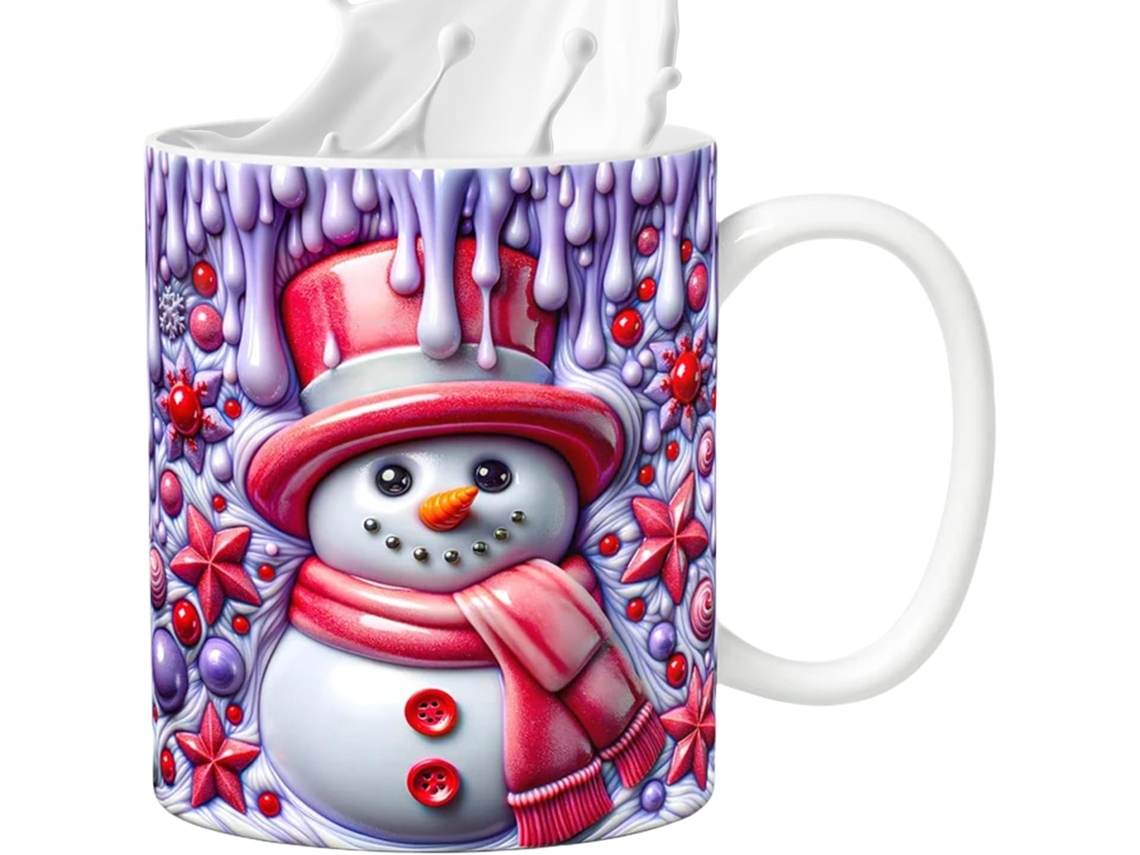 Canecas De Café De Cerâmica Natalinas, Com Design 3d De Boneco De Neve, 35cl