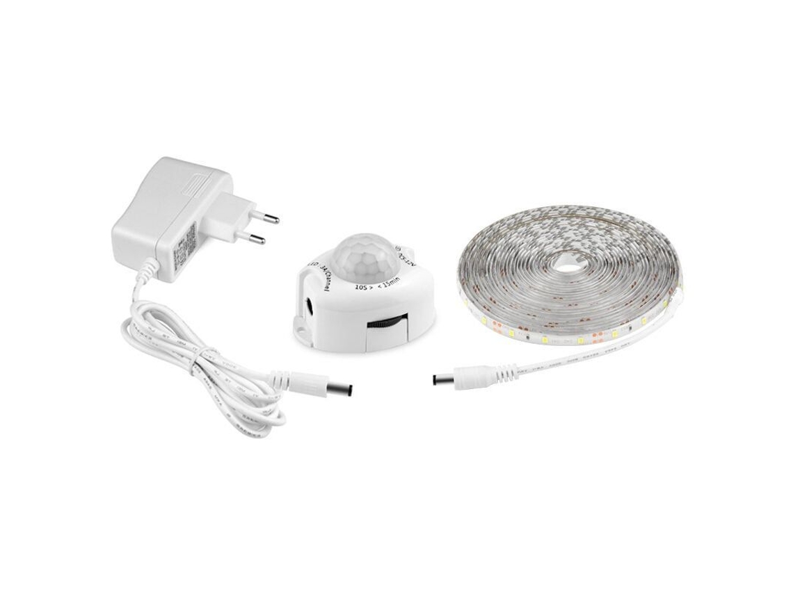 Fita de luz LED com sensor de movimento, autoadesiva, IP65, 5m, fonte 12V, para quartos e salas S/MARCA