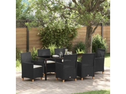 Vidaxl Conjunto de Jantar para Jardim 7 Pcs Preto Vime Pe