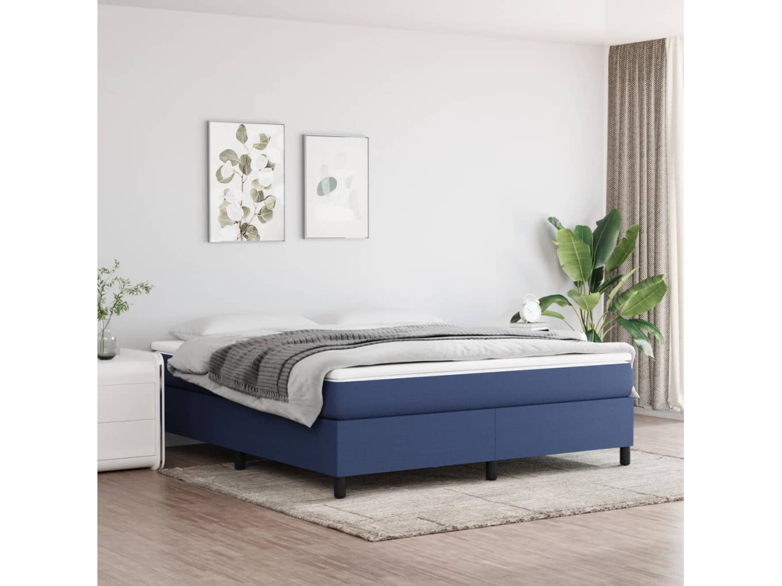 Vidaxl Cama Com Molas/colchão 180x200 Cm Tecido Azul