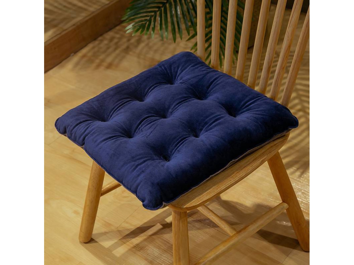 Cojin De Cadeira Quadrangular Azul Escuro 40x40cm Macio Peludo Quente Para Outono Inverno