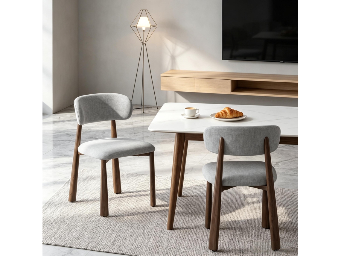 Conjunto De 2 Cadeiras Elegantes, Encosto Acolchoado E Assento Confortável Moderno