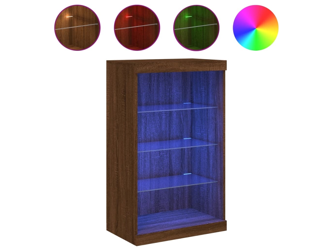 Aparador com Luzes Led Carvalho Castanho MAISON EXCLUSIVE (60,5x37x100 cm)