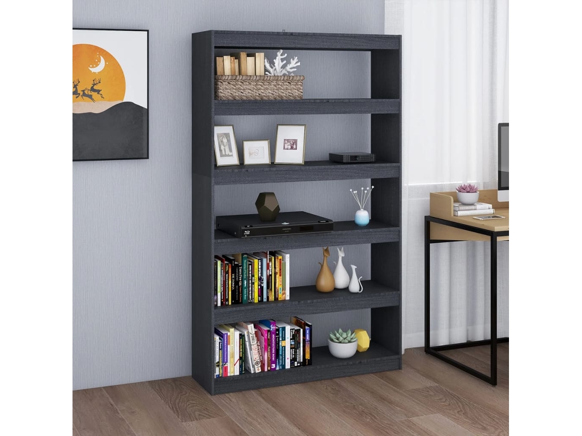 Vidaxl Estante/divisória 100x30x167,5 Cm Pinho Maciço Cinzento
