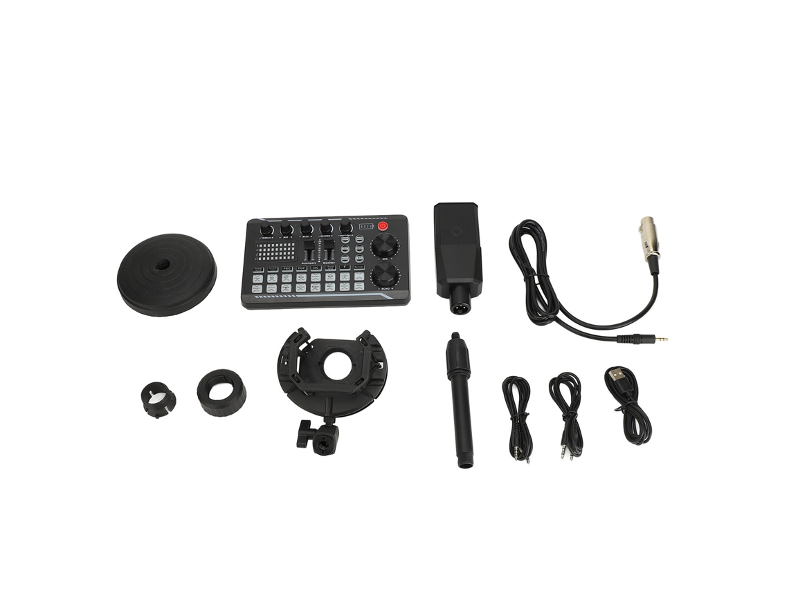 Aetheria pacote de Equipamento de Podcast com Placa de Som e Microfone Condensador Cardióide para Gravação e Transmissão