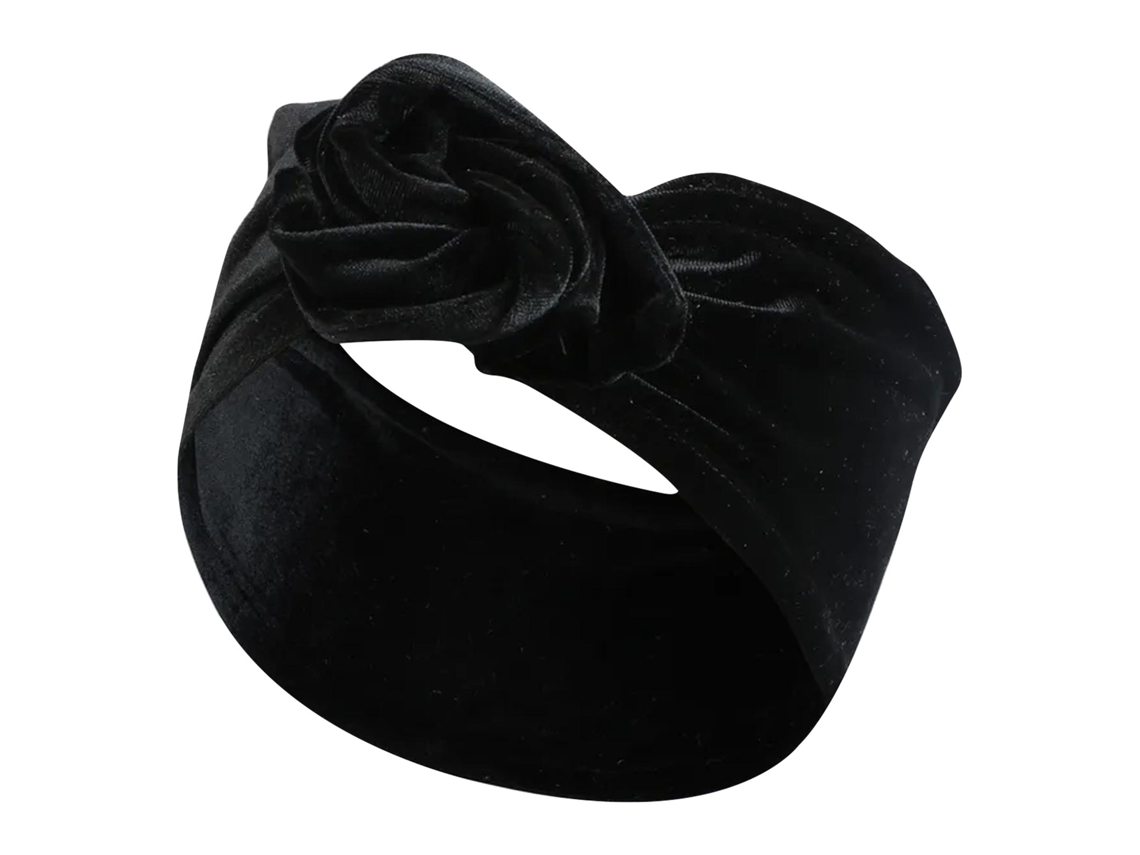 Faixa Estilo Turban Para Cabelo Casual Em Veludo Unido Moderno Preto