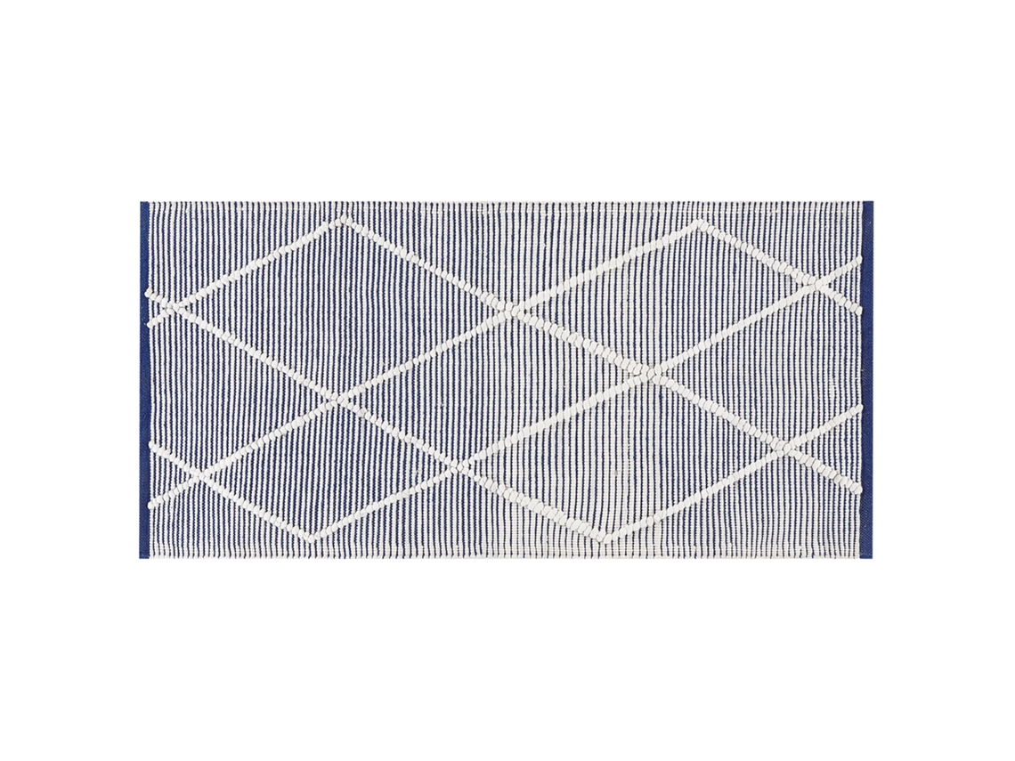 Tapete retangular com padrão geométrico BELIANI Synopa de Algodão Azul 80x150