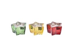Vela Estrela de Natal Dkd Home Decor Amarelo Vermelho Verde 10 x 10 x 5,5 cm (3 Unidades)