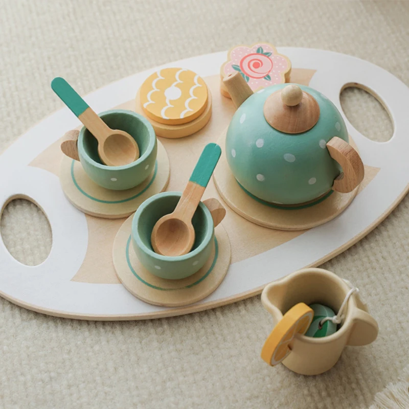 Conjunto De Chá Da Tarde De Madeira Para Cozinha Infantil - Brinquedo Educativo De Faz-de-conta