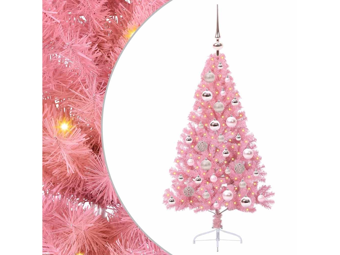 Árvore De Natal Artificial Iluminada Vidaxl Rosa Pvc (120 Cm)