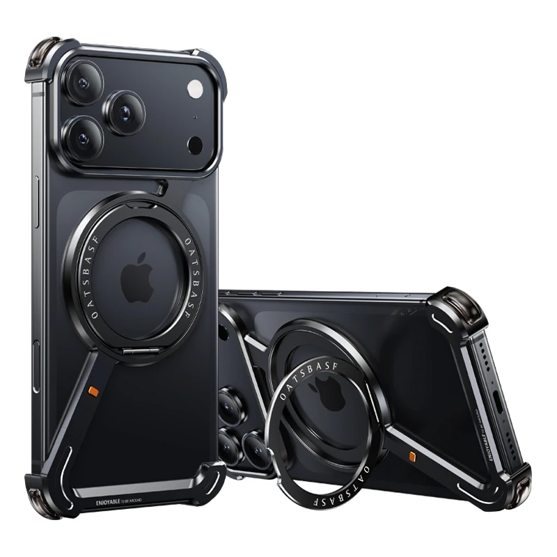 Capa Metálica Magnética Para Iphone 17 (preta), Compatível Com O Suporte Magsafe 360°.