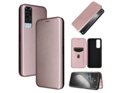 Capa Flip Horizontal De Tpu Pc Couro Pu Com Compartimento Para Cartão Para Vivo Y51 2020 Com Textura De Fibra De Carbono