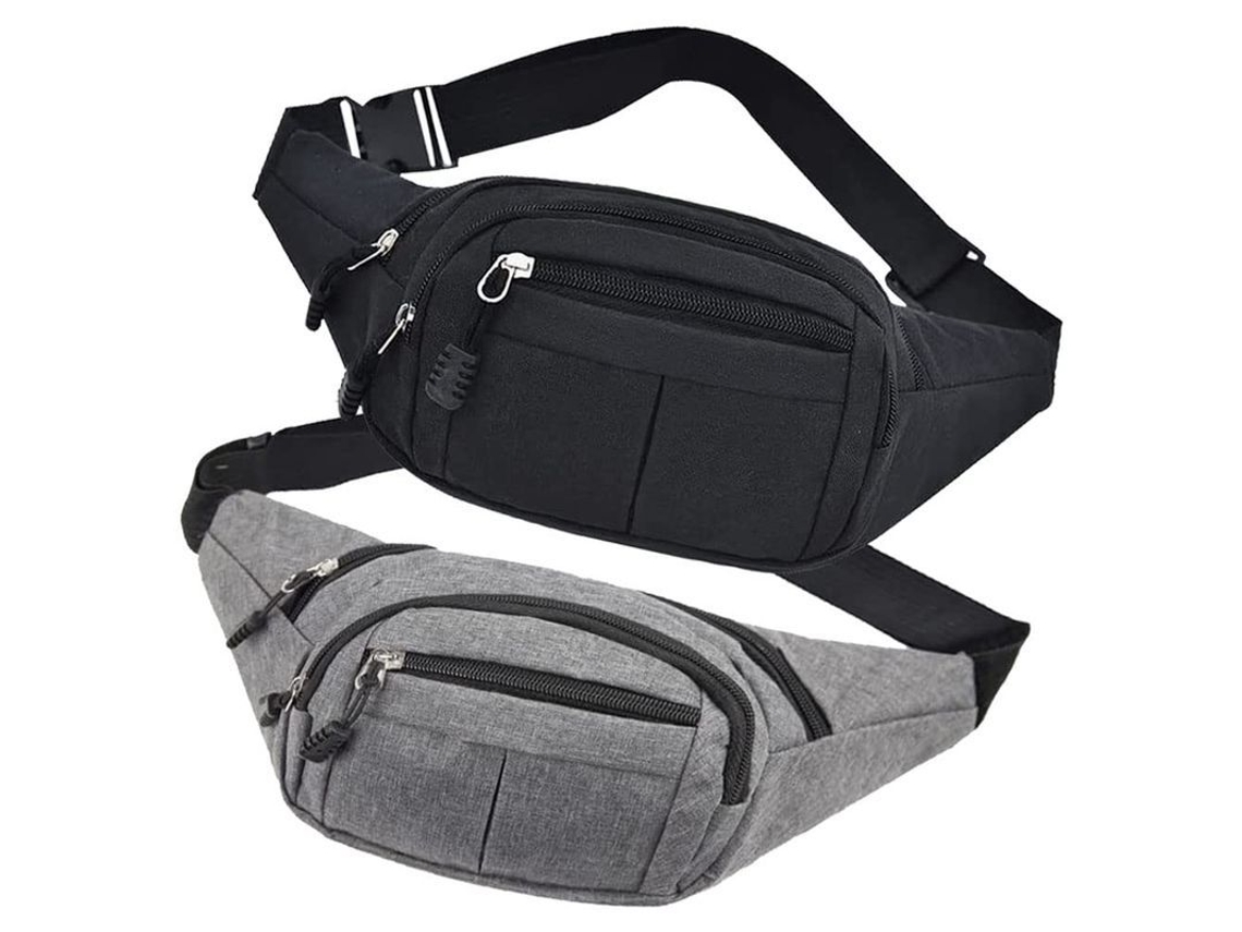 Bolsas Transversais LINJOU Grandes, para Corrida e Esporte (cinza e preto)