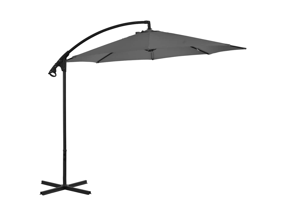 Vidaxl Guarda-sol Cantilever Com Poste De Aço 300 Cm Antracite