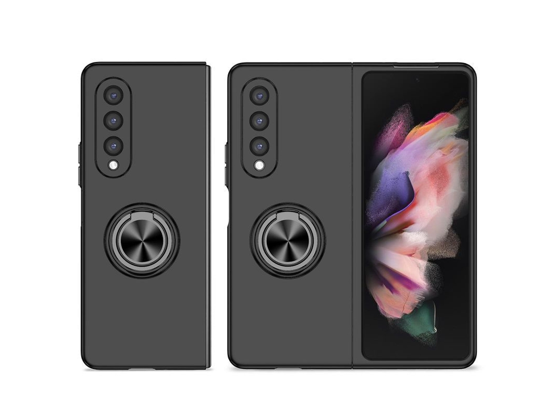 2026 capa para Celular com Suporte Ring Compatível com Galaxy Z Fold3 5g Preta