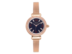 Relógio de Pulso Feminino Vintage Quartzo com Cinto de Aço Rosa Dourado+azul Strass