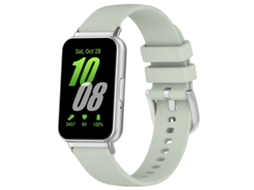 Bracelete para Samsung Galaxy Fit 3 Sm r390 Silicone Brilhante com Conector de Metal Verde XIAOMOYU