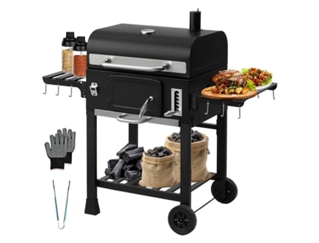 Chariot Xxl Pour Barbecue Au Charbon De Bois, Grand Fumoir Teeno