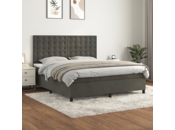 Vidaxl Cama Com Molas/colchão 180x200 Cm Veludo Cinzento-escuro