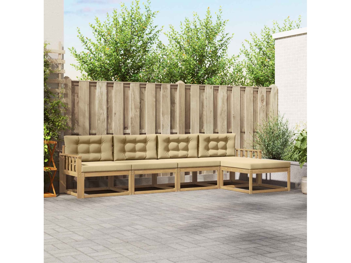 Vidaxl Conjunto De Sofás Para Exterior 4 Unid. Branco E Bege Poliéster