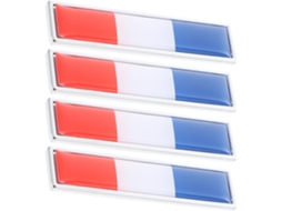 Conjunto de 4 adesivos metálicos decorativos em formato de revezamento com a bandeira francesa.