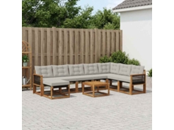 Vidaxl Conjunto De Sofás Para Exterior 9 Unid. Natural E Cinza Claro